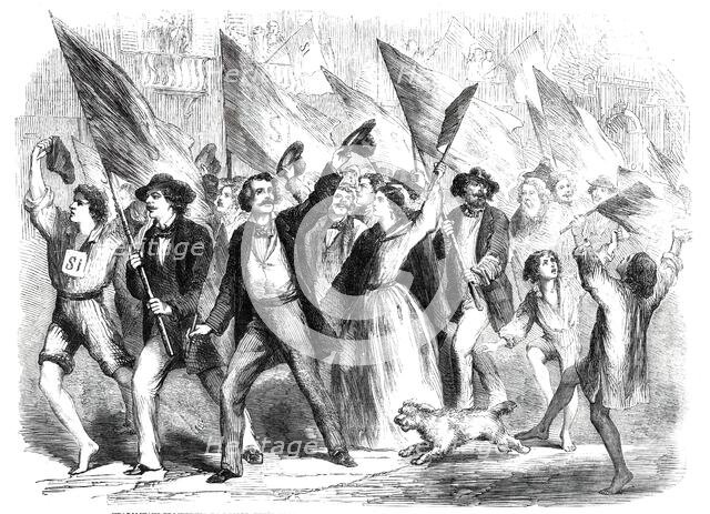 Neapolitans proceeding to record their votes for annexation..., 1860. Creator: Unknown.