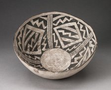 Bowl with Bold Black-on-White Diamond and Zizgag Motifs, A.D. 950/1400. Creator: Unknown.