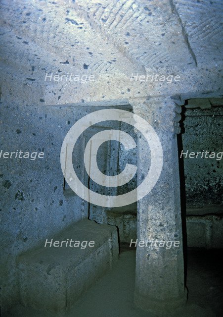 Interior of the Etruscan tomb of the capitals.