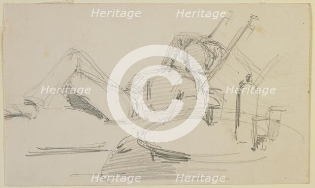 A man reclining on a bed, 1858. Creator: James Abbott McNeill Whistler.