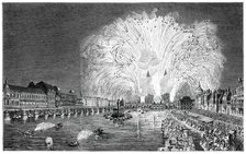 Fireworks On The Bridge, Paris, 1754, (1885). Artist: Unknown