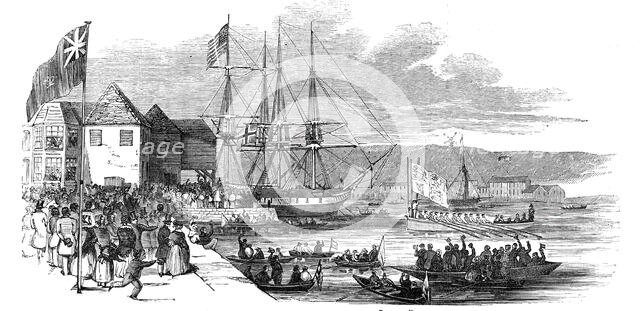 Her Majesty landing at Cowes, Isle of Wight, 1844. Creator: Unknown.