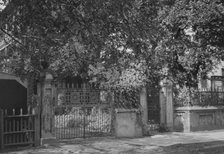 Wrought iron gate and fence, New Orleans or Charleston, South Carolina, between 1920 and 1926. Creator: Arnold Genthe.