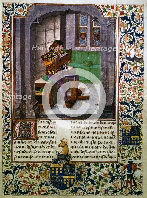 The writing of Jacques Lalain's biography, 15th century. Artist: Unknown