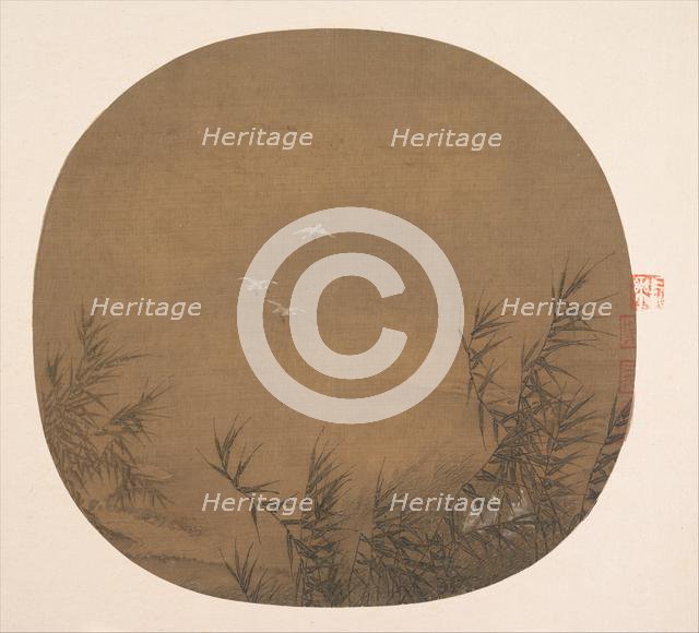 Egrets in Water Reeds, late 12th century. Creator: Unknown.