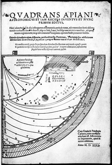 Title page of Quadrans Apiani by German mathematician and astronomer Peter Apian, 1532. Artist: Unknown