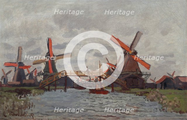 Mills at Westzijderveld near Zaandam, 1871. Artist: Monet, Claude (1840-1926)