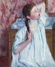 Girl Arranging Her Hair, 1886. Creator: Mary Cassatt.