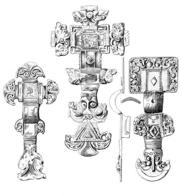 Cruciform and square-headed fibulae, 1893.  Artist: A Housselin