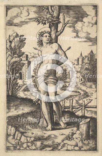 Saint Sebastian tied to a tree pierced by arrows, 1530-60. Creator: Master of the Die.