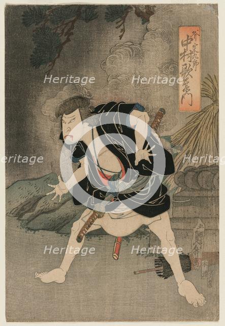 Nakamura Utaemon IV as Ono Sadakuro in Act Five of Kanadehon Chushingura, Naka Theater, 1838. Creator: Kunimasu Sadamasu (Japanese).