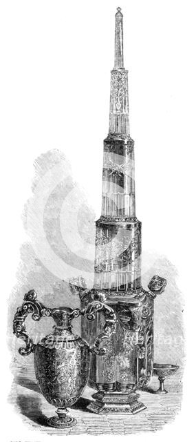 The Loan Collection, South Kensington Museum: rock crystal vase and table ornament, (German), 1868. Creator: Unknown.