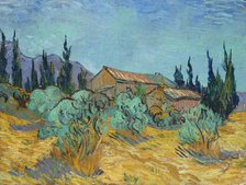 Cabanes de bois parmi les oliviers et cyprès (Wooden Cabins among the Olive Trees...), 1889. Creator: Gogh, Vincent, van (1853-1890).
