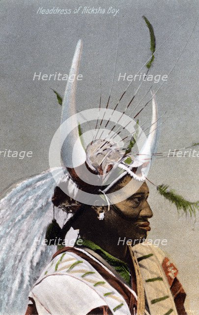 Headdress of a Ricksha Boy, Durban, 1917. Artist: Unknown