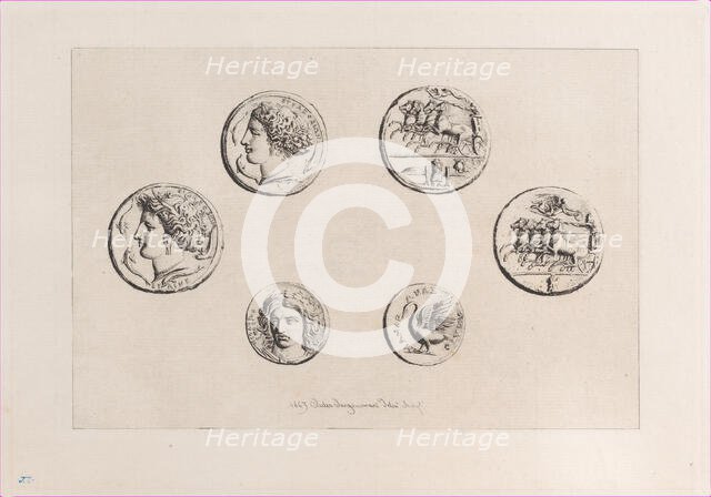 Greek Medals, 1863. Creator: Jules-Ferdinand Jacquemart.