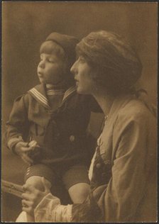 Portrait of a Mother and Child in Sailor Suit, 1907-1943. Creator: Louis Fleckenstein.