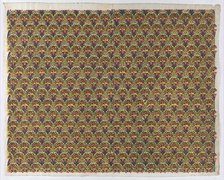 Sheet with overall fan design in yellow, green, and red, late 18th-m..., late 18th-mid-19th century. Creator: Anon.