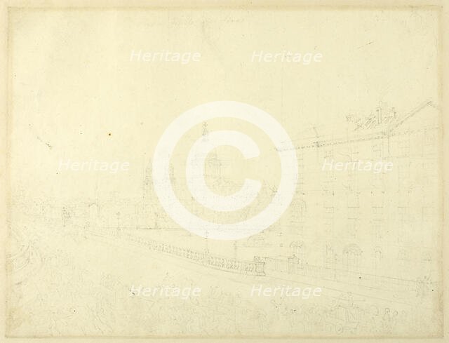 Study for Fire in London, from Microcosm of London, c. 1808. Creator: Augustus Charles Pugin.
