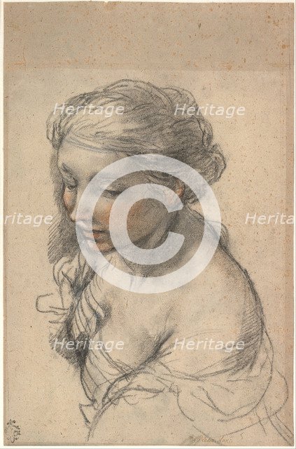 Bust of a Young Woman Turned to the Left, 1637. Artist: Cortona, Pietro da (1596-1669)