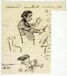 Sketches of Conductor and Trumpet Player, 1840. Creator: Alfred Chalon.