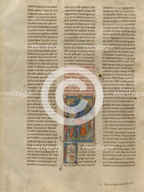 Lancelot Meeting Hector, Bohort, Blioberis, and Driant, about 1320-1340. Creator: Jeanne de Montbaston.