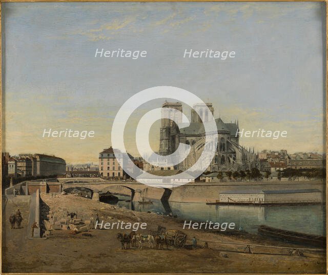 The apse of Notre-Dame, seen from Quai de la Tournelle, 1860. Creator: Emile Harrouart.