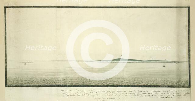 View of Robben Island from a distance of one hour south south-east from the shore, 1777. Creators: Robert Jacob Gordon, Johannes Schumacher.