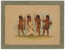 Apachee Chief and Three Warriors, 1855/1869. Creator: George Catlin.
