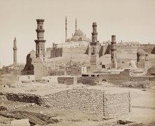The Citadel and Mosque of Mohammed Ali as Seen from the Tombs of the Mameluks, 19th century. Creator: Maison Bonfils.