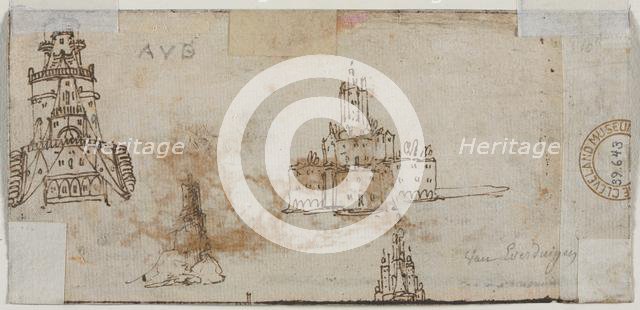Sketches of Castles (verso), 1600s. Creator: Unknown.