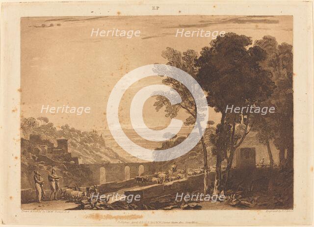 The Bridge and Goats, published 1812. Creator: JMW Turner.