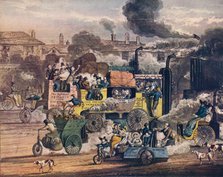 'The Progress of Steam - A view in White Chapel Road', 1905. Artist: Henry Thomas Alken