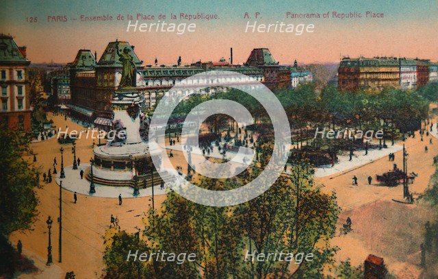 Panorama of the Place de la Republique, Paris, c1920. Artist: Unknown.