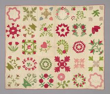 Bedcover (Bride's Album Quilt), United States, c. 1850/60. Creator: Fanny Lovejoy.