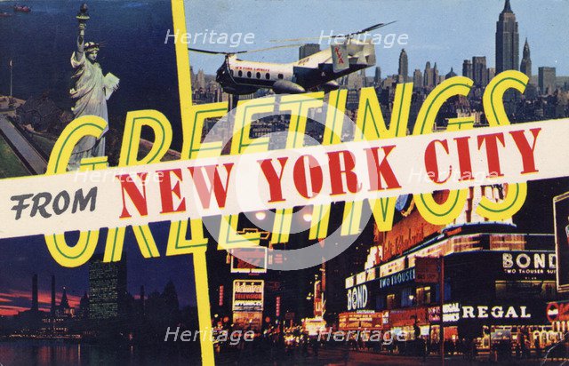 'Greetings from New York City', postcard, 1961. Artist: Unknown