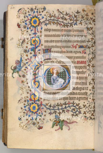 Hours of Charles the Noble, King of Navarre (1361-1425), fol. 299v, St. Agnes, c. 1405. Creator: Master of the Brussels Initials and Associates (French).