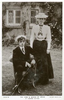 The King and Queen of Spain at Osborne Cottage, Isle of Wight, c1906-c1919(?). Artist: Unknown