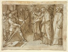 Saint Charles Borromeo Supervising the Opening of a Crypt, c.1604. Creator: Cesare Nebbia.