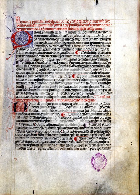 Council of Toledo, page from the 'Primacía de la Iglesia de Toledo', manuscript, 1253.