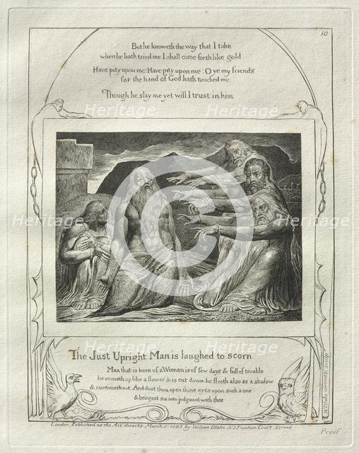 The Book of Job: Pl. 10, The Just Upright Man is laughed to scorn, 1825. Creator: William Blake (British, 1757-1827).