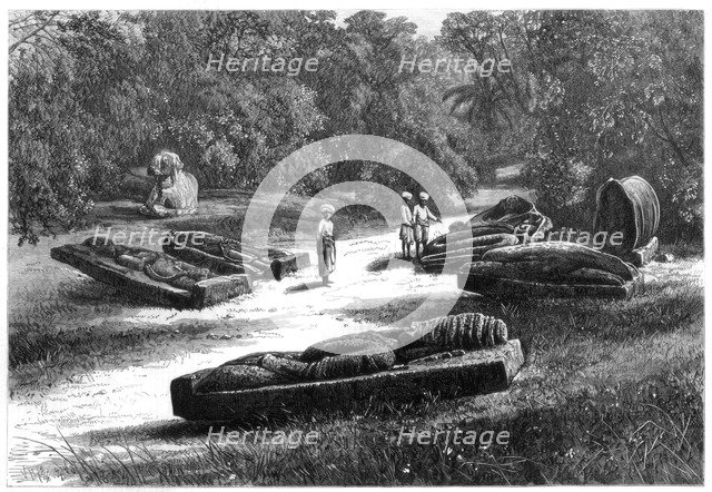 Tombs of the Gond Rajahs, Chanda, central India, 1875. Artist: Unknown