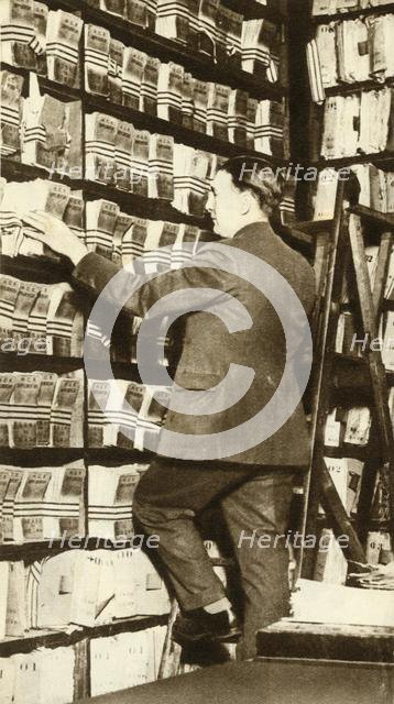 Index of fingerprints at Scotland Yard, London, c1912, (1935).  Creator: Unknown.