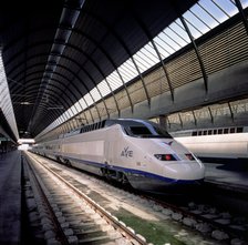 AVE train in the Santa Justa station in Seville.