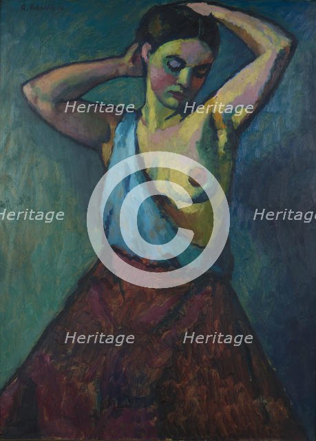 Girl wearing red skirt, 1910. Creator: Erbslöh, Adolf (1881-1947).