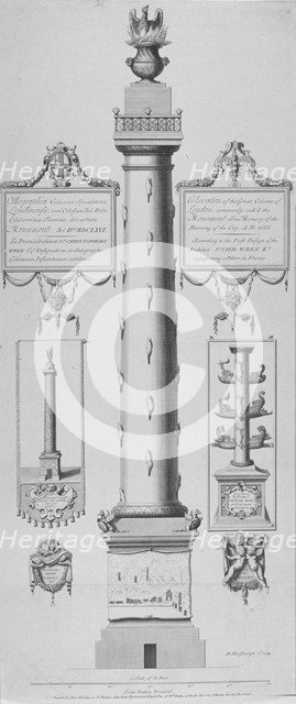 The Monument, City of London, 1670. Artist: Hendrick Hulsbergh