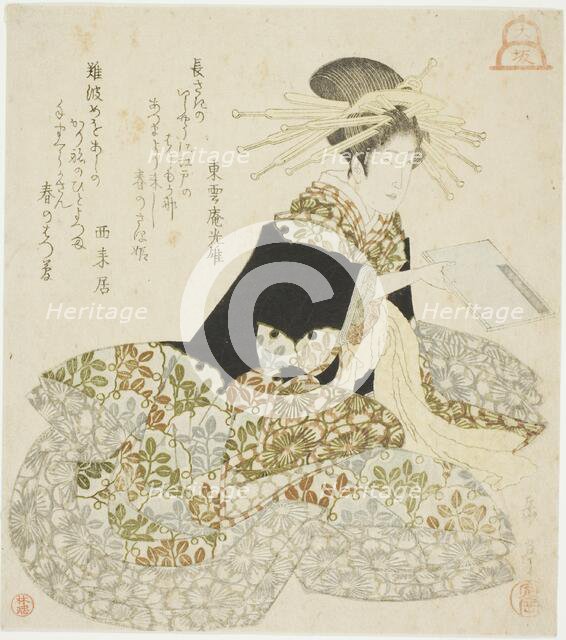 Osaka: Courtesan of the Shinmachi, from an untitled series of the three capitals, c. 1820s/30s. Creator: Gakutei.