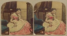 Woman sewing, about 1865. Creator: London Stereoscopic & Photographic Co.