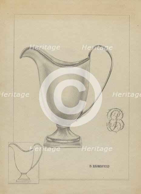 Silver Pitcher, c. 1937. Creator: D. Brandfield.