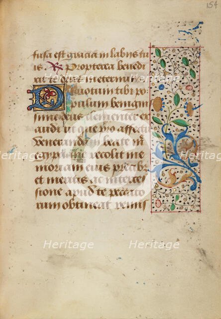 Decorated Text Page; Prayer Book of Charles the Bold, about 1480-1490. Creator: Unknown.