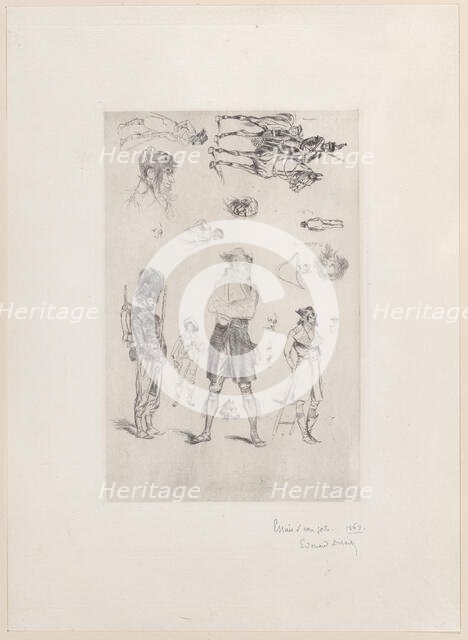 Sheet of sketches (Feuille de Croquis), 1868. Creator: Jean Baptiste Edouard Detaille.